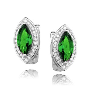 Cercei argint cu tortita si piatra verde DiAmanti Z0711DER_G-DIA (Argint 925‰ 3,5 g.)
